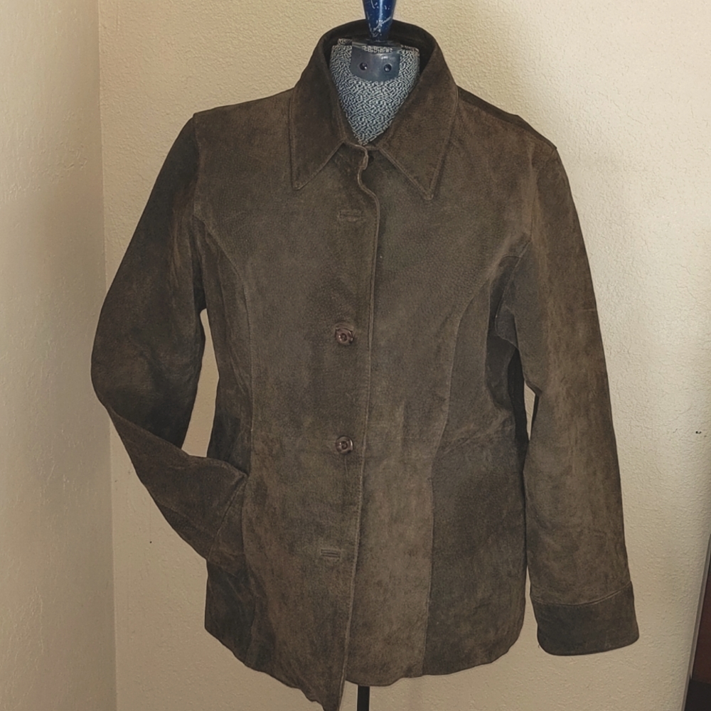 Leather coat, Large, brown